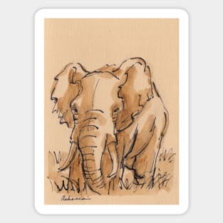 "Pensive"  Elephant Ink Wash Painting Sticker